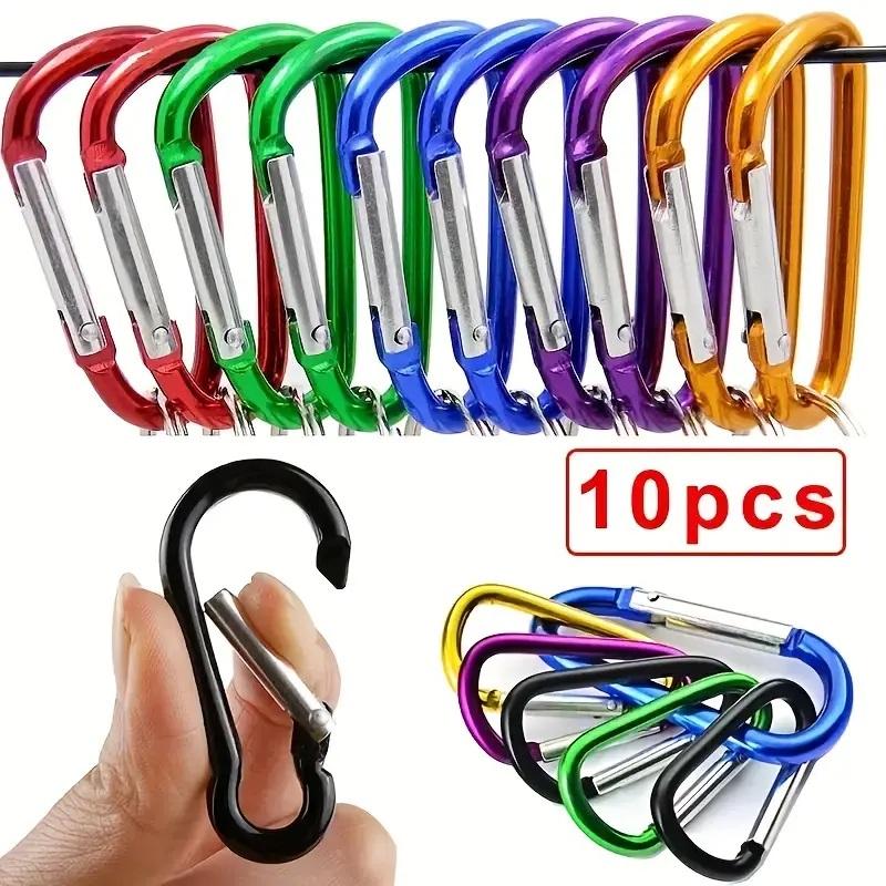 Random Color Carabiner, 10pcs Mini Carabiners Clip Keychain, Aluminum Alloy Spring Buckle for Backpacking, Camping, Hiking, Solocamping, Bikepacking, Glamping, Christmas, Hook Keeper, Christmas Gift