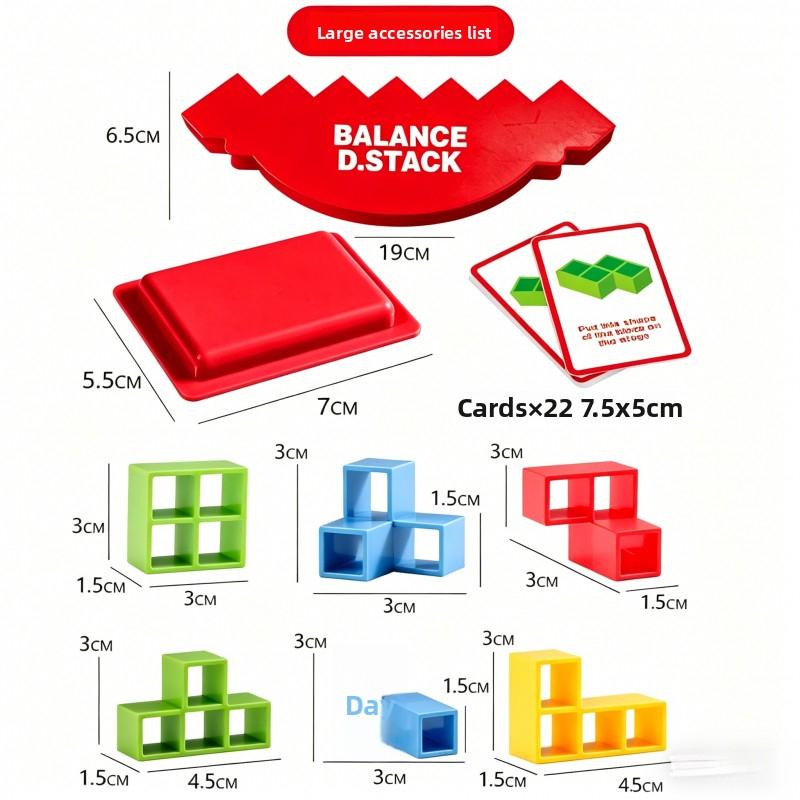 Balance Stacking Game, 64 Pcs Large Size Tetra Tower Stack Blocks, Family Board Game for Kids & Adults, Fun Party Favors for Birthday Christmas Halloween, Educational Toy to Improve Balance & Strategic Thinking, Durable Plastic Stacking Tower