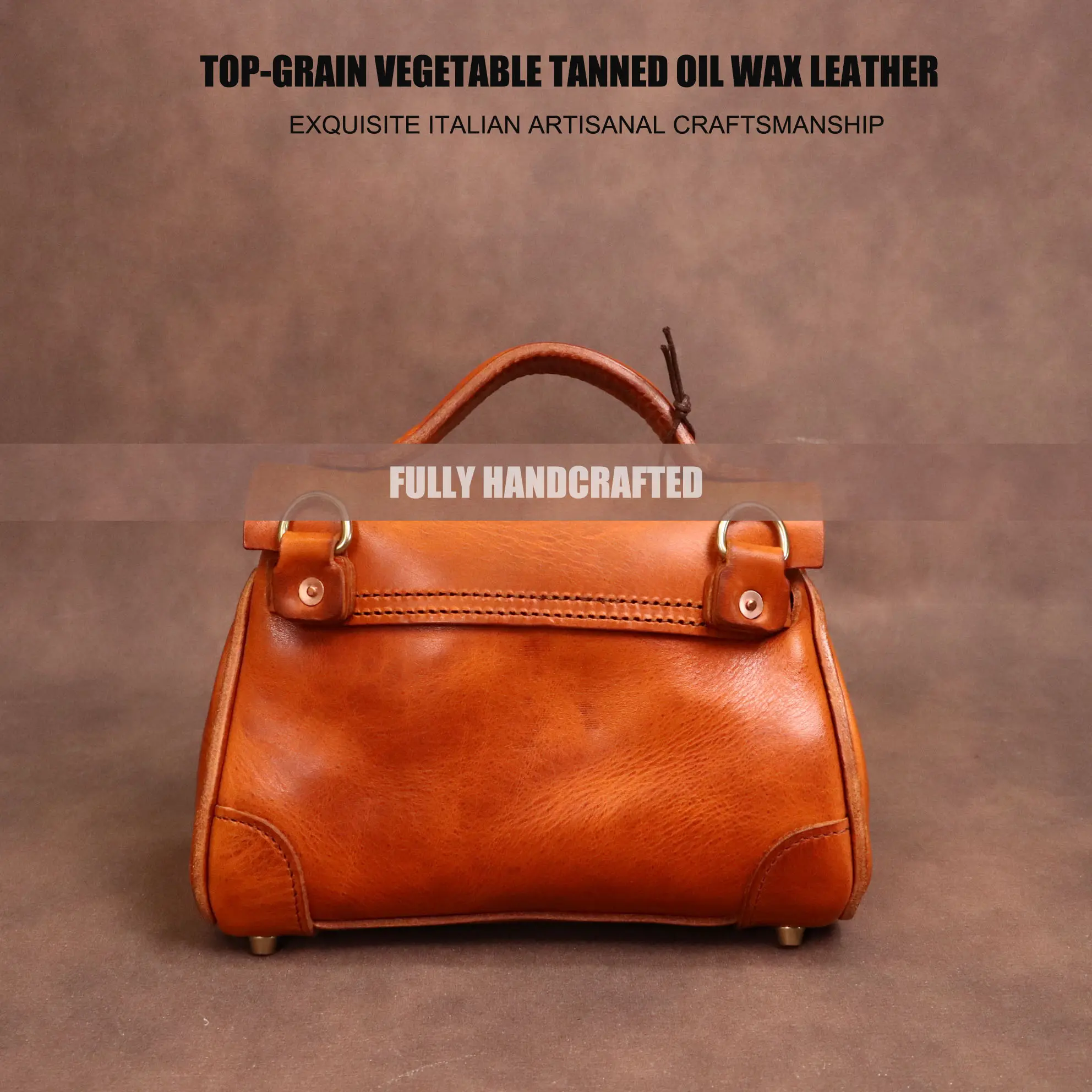 24 cm  wide oil-wax leather strap  handbag（77#）