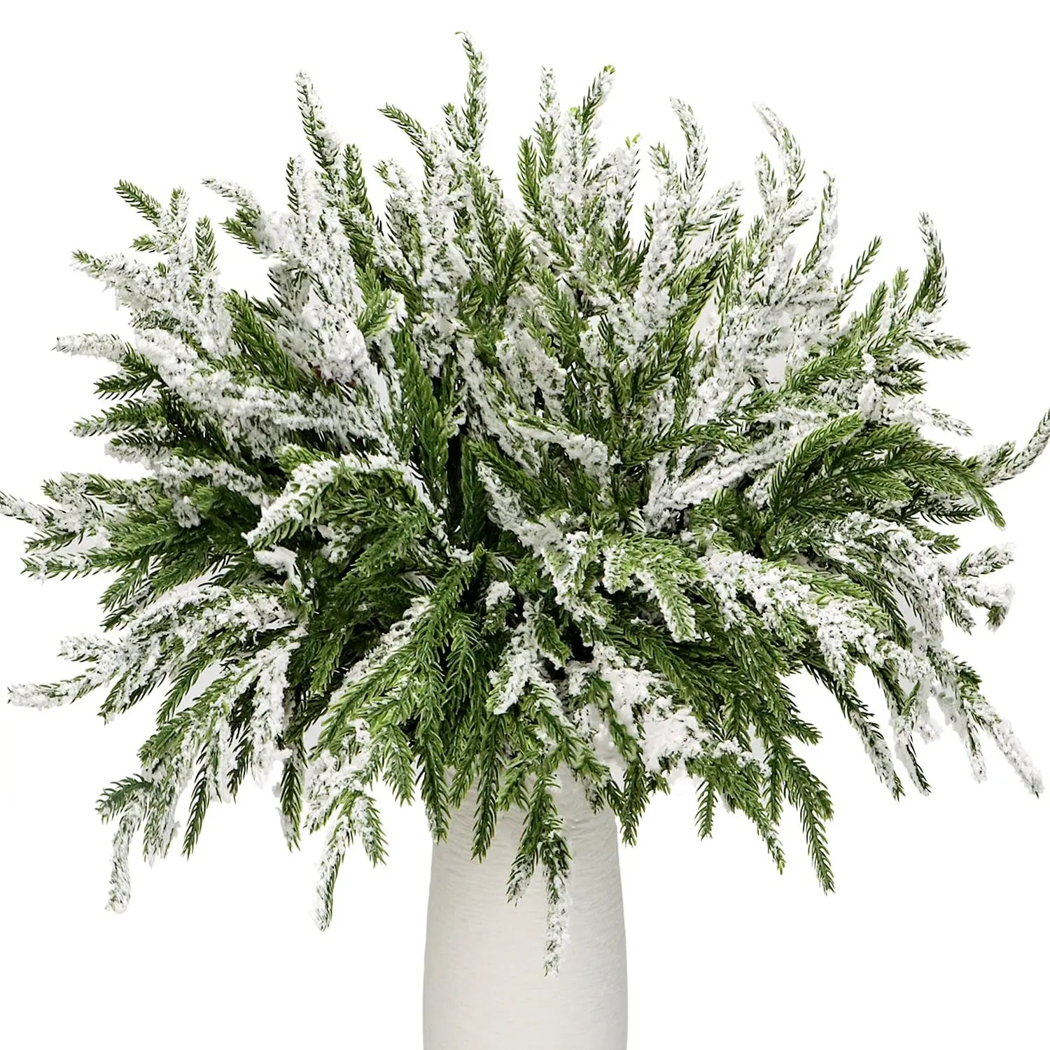 24pcs Norfolk Pine Branches Stems, 13.5" Artificial Pine Needles Sprigs, Winter Fake Christmas Tree Picks, DIY Wreaths Greenery Sprays