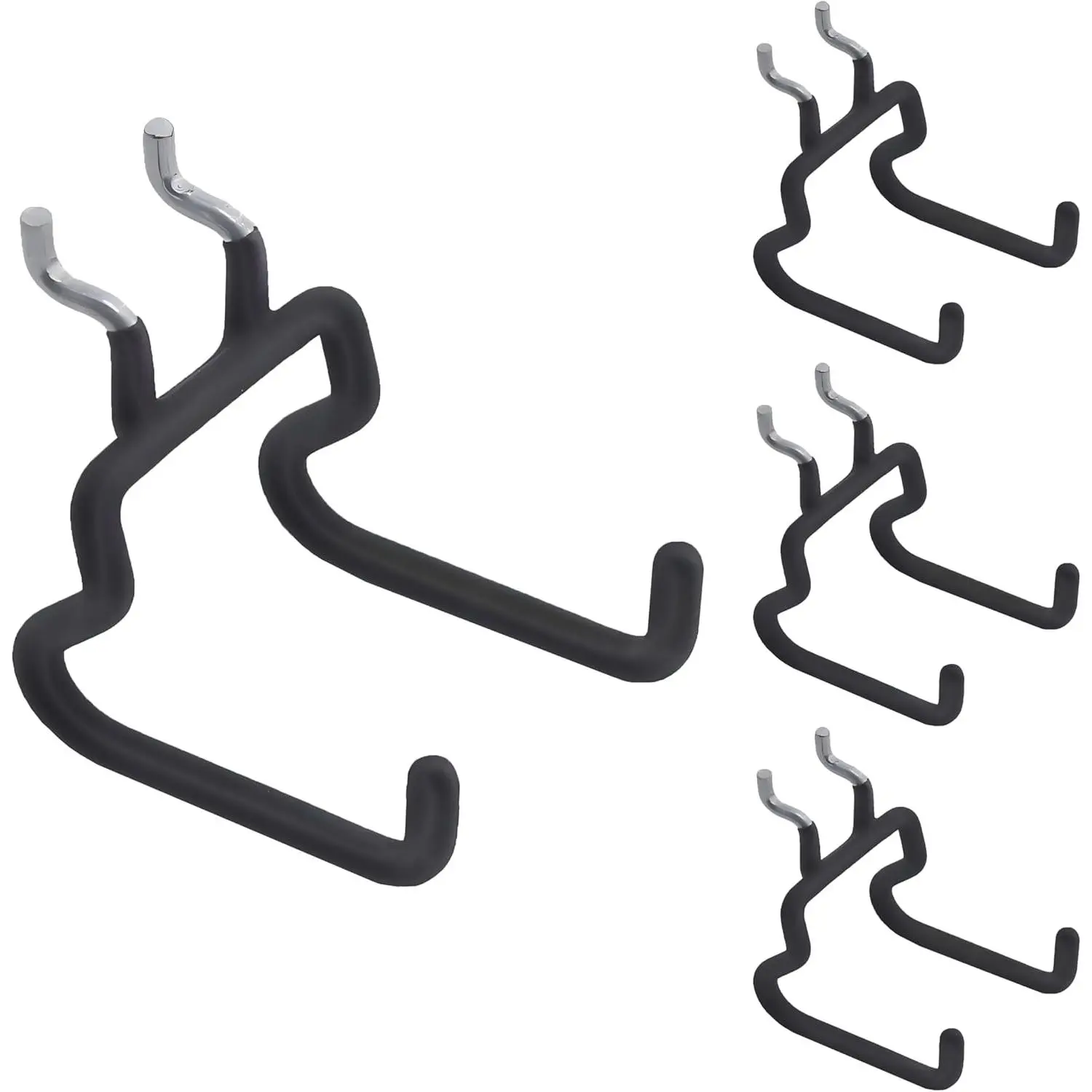 4 count Heavy Duty Pegboard Hooks-Neoprene Coated Metal Pegboard Drill Holder-Peg Board Hooks for  Tools 1" Pitch,PHW-1