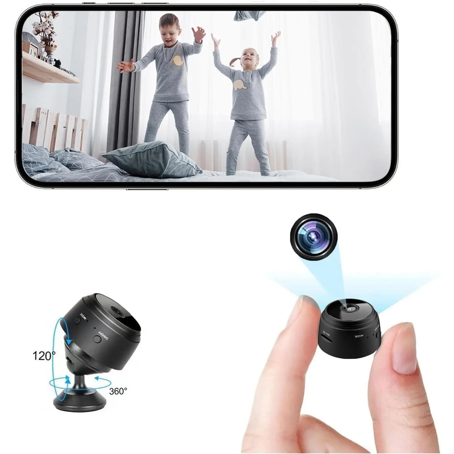 ZMDCAM Mini WiFi Camera 1080P Security Camera for Home Use | Security Wireless Camera Indoor Night Vision Nanny Cam for Baby, Pets, Compatible with Smartphone, Tablets(Video Only)