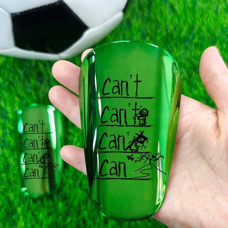 1 Pair Mini Soccer Shin Guards for Adults, Thick Electroplated Metal Sports Protective Gear with "CAN'T HEAR YOU" Design, Inserts for Enhanced Fit and Protection, Mini Shin Guards,Valentine's Day gift