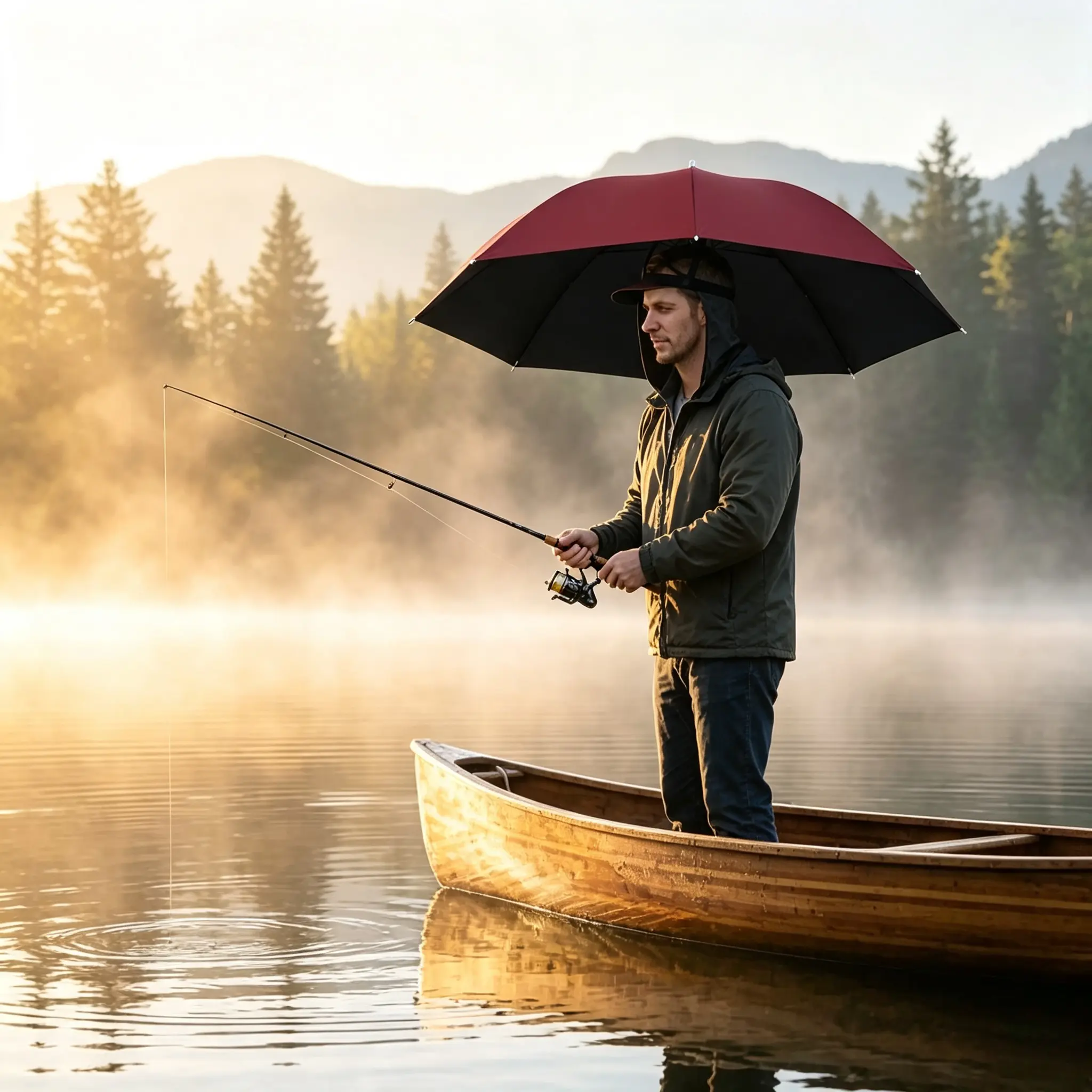 Hands-Free Head Mount Umbrella Hat, Lightweight Portable Sun & Rain Protection Headwear, Stripe Pattern Waterproof Head Umbrella, Unisex Adult Working Outdoor Cap, Ideal For Fishing, Gardening, Outdoor Work, Hiking, Camping And Daily Outside Activities