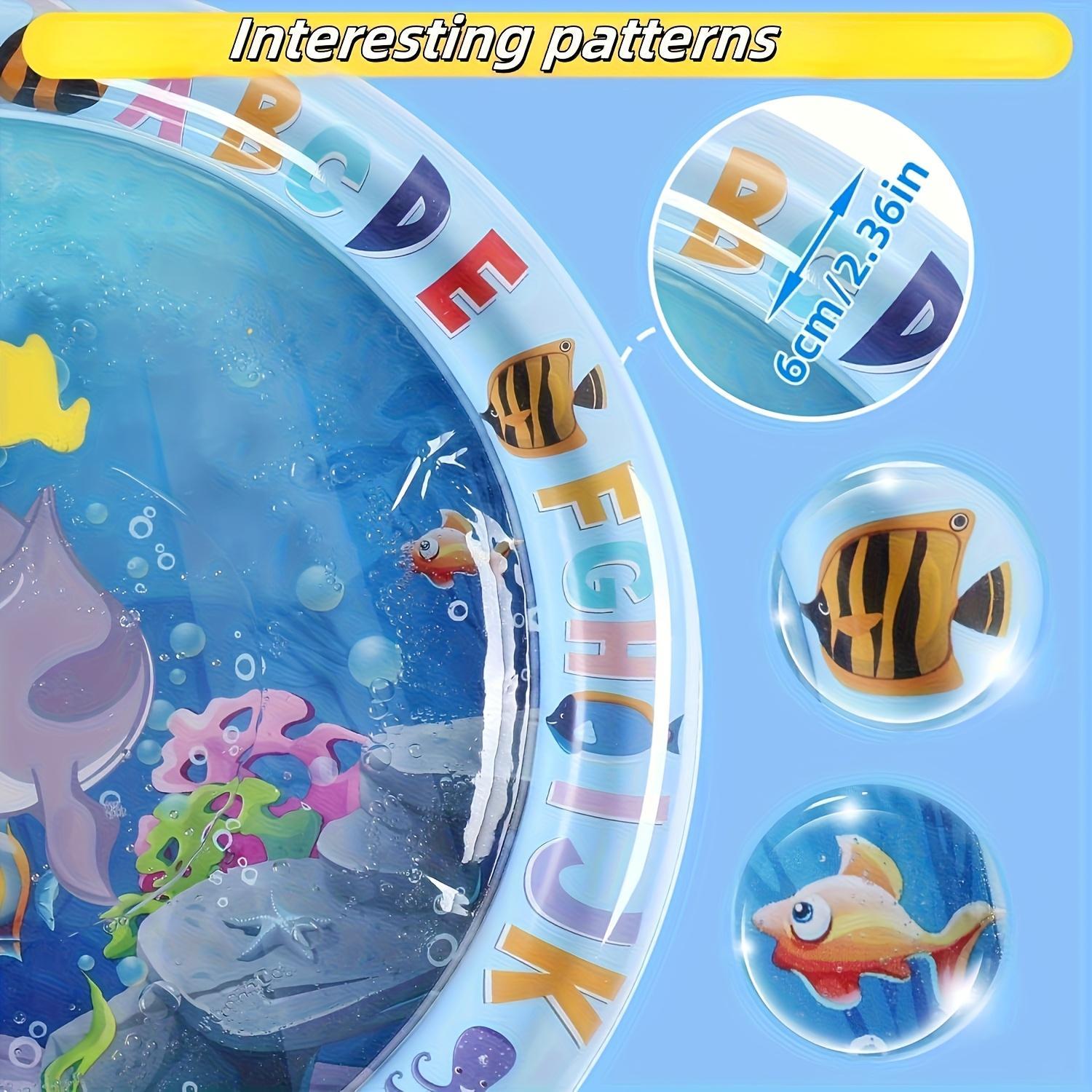 Inflatable Baby Water Game Pad, Dolphin & Coral Reef Design Inflatable Baby Water Play Mat for Summer, Durable Indoor/Outdoor Toy Pad, Tummy Time Mat, Nursery Development Mat