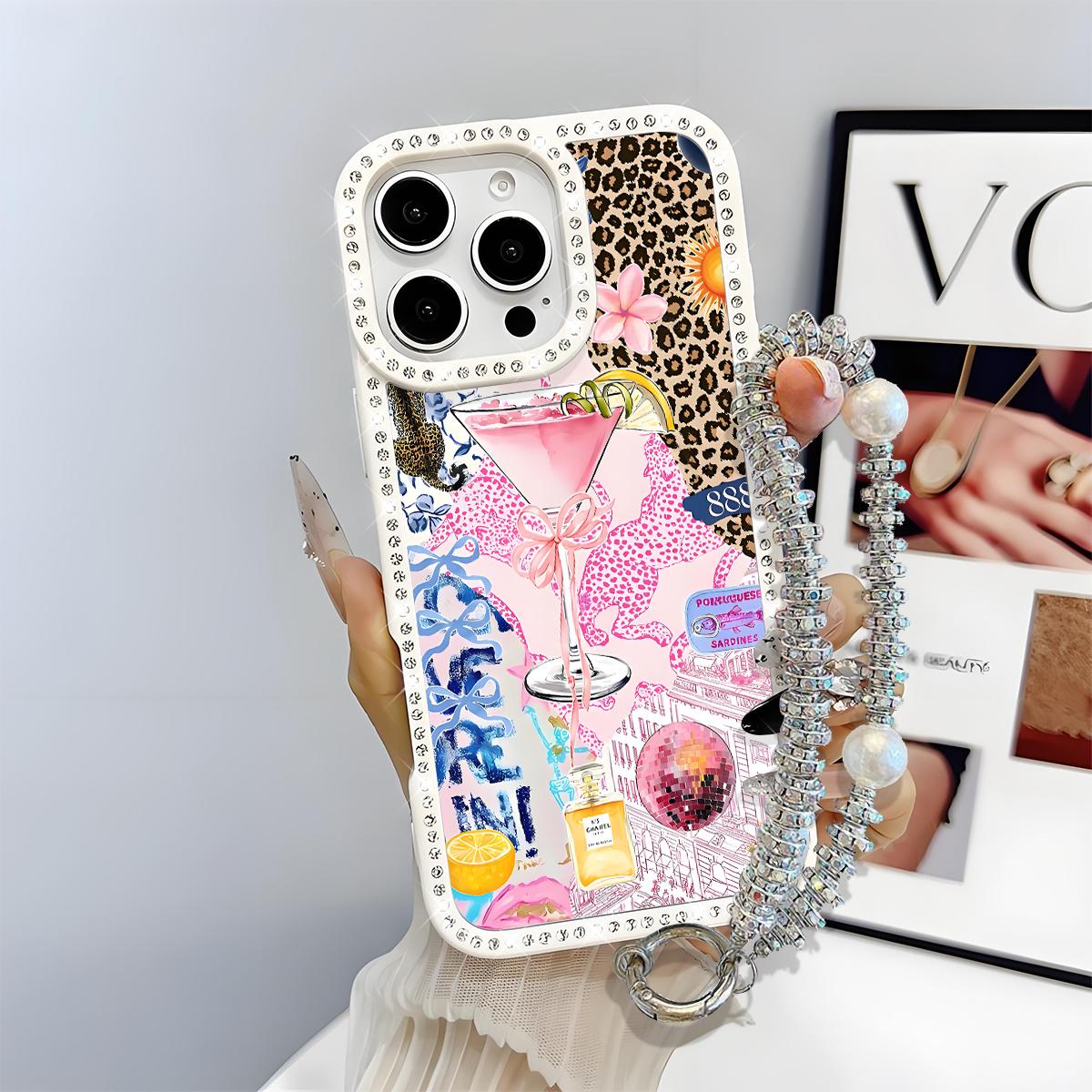 Fashion Leopard-Pattern Bling Glitter Phone Case with Sparkle Diamond , Airbag Anti-Fall Crystal Cover for iPhone 16 15 14 13 12 Pro Max Plus Girl Y2K