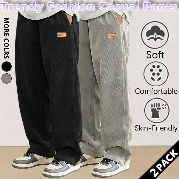 Men's brown chenille casual pants, heavyweight style, loose fit, trendy outdoor sports street style.
