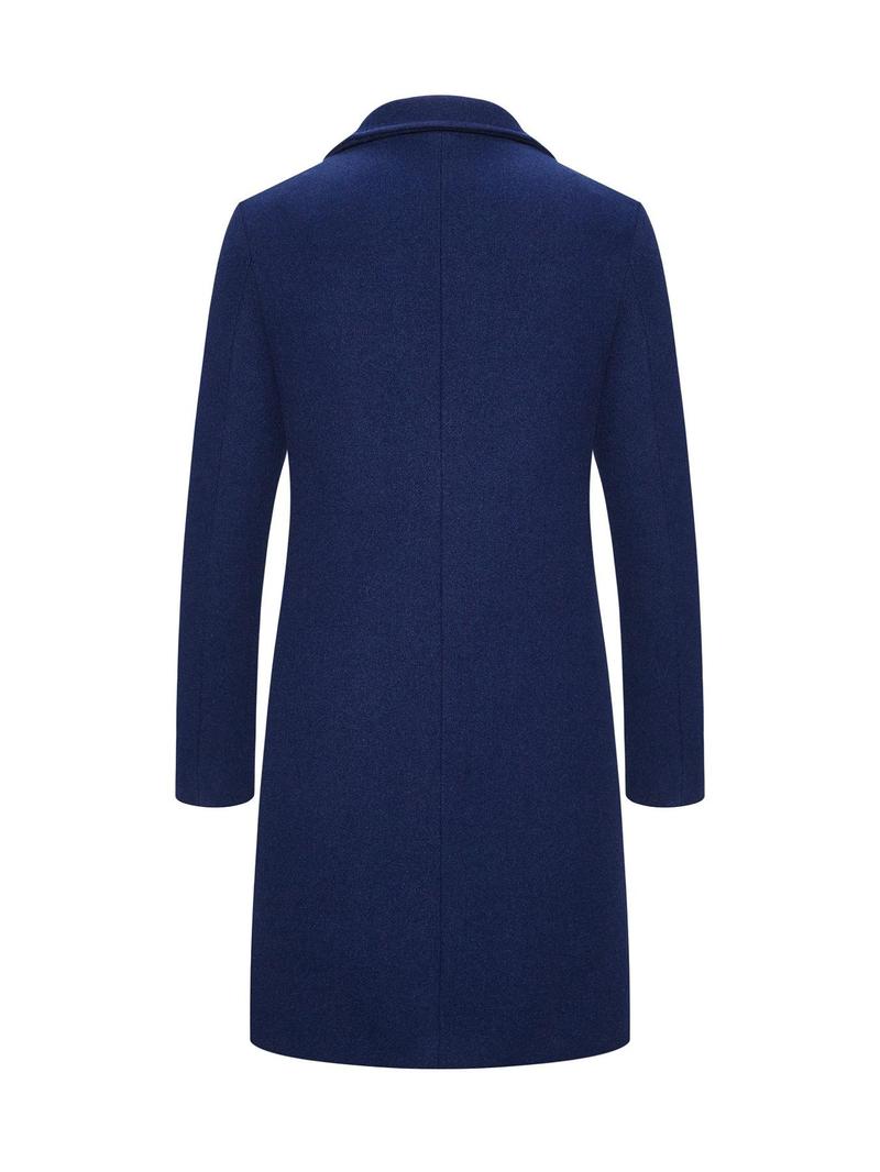 Men's Solid Button Front Lapel Neck Midi Coat, Regular Fit Casual Long Sleeve Outerwear for Fall, Winter Fashion Clothing for Daily Wear