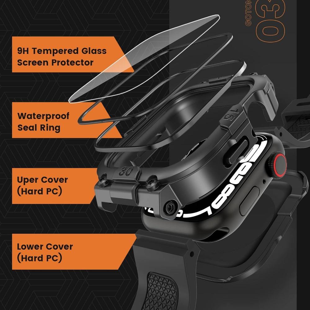 BASIC SUPPLY 3 in 1 Waterproof Case with Band For Apple Watch, Built-in Tempered Glass Screen Protector 44mm, 360 ° Shockproof Bumper Face Cover with Band For Apple Watch SE 3,SE 2,SE, Series 6,5,4, 44mm BASIC SUPPLY 3 in 1 Waterproof Case with Band For Apple Watch, Built-in Tempered Glass Screen Protector 44mm, 360 ° Shockproof Bumper Face Cover with Band For Apple Watch SE 3,SE 2,SE, Series 6,5,4, 44mm