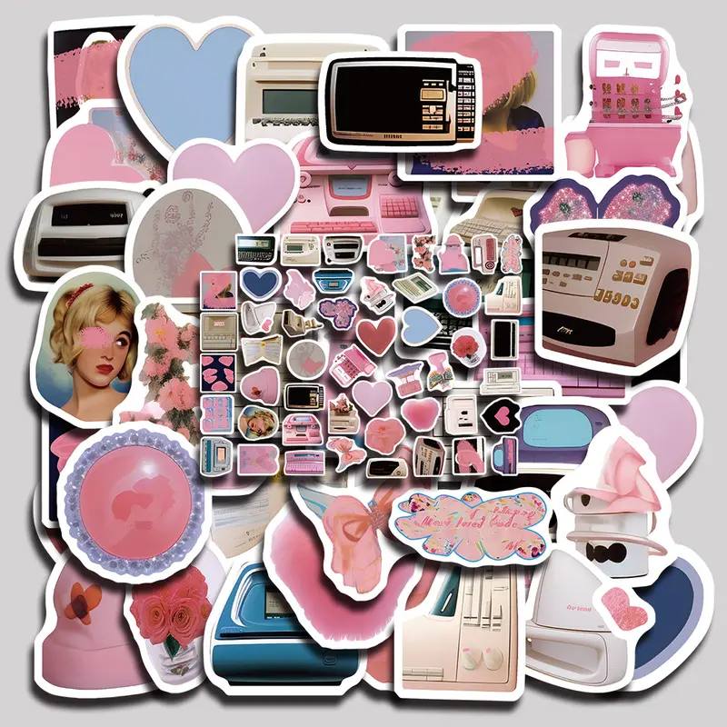 50PCS Colorful Candy Aesthetic Vinyl Stickers Pack for Laptop Water Bottle Phone Case Skateboard Journal Scrapbook DIY Decoration