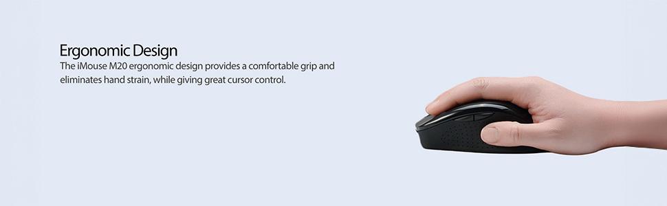 M20B Wireless Ergonomic Optical Mouse, Black Color