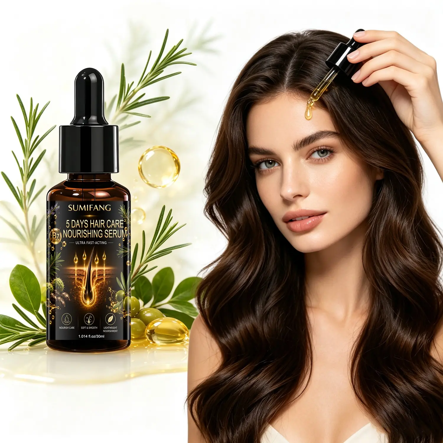 SUMIFANG Scalp Nourishing Essence (30ml), Scalp Treatment Serum – With hydrolyzed collagen and niacinamide to smooth frizz, reveal lustrous, silky finish. Lightweight, fast-absorbing, non-sticky texture revitalizes hair daily