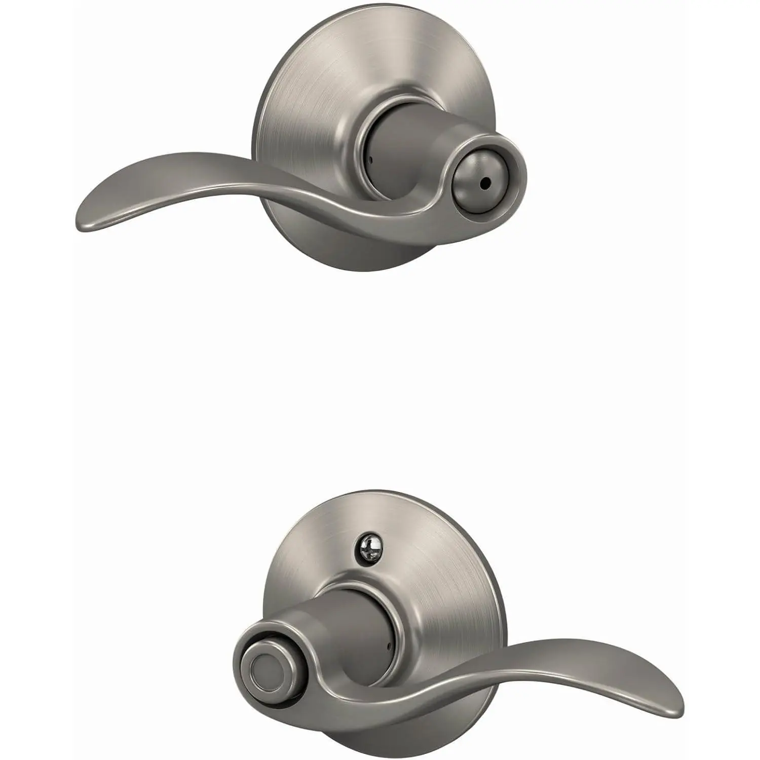 F40 ACC 619 Accent Door Lever, Bed & Bath Privacy Lock, Satin Nickel