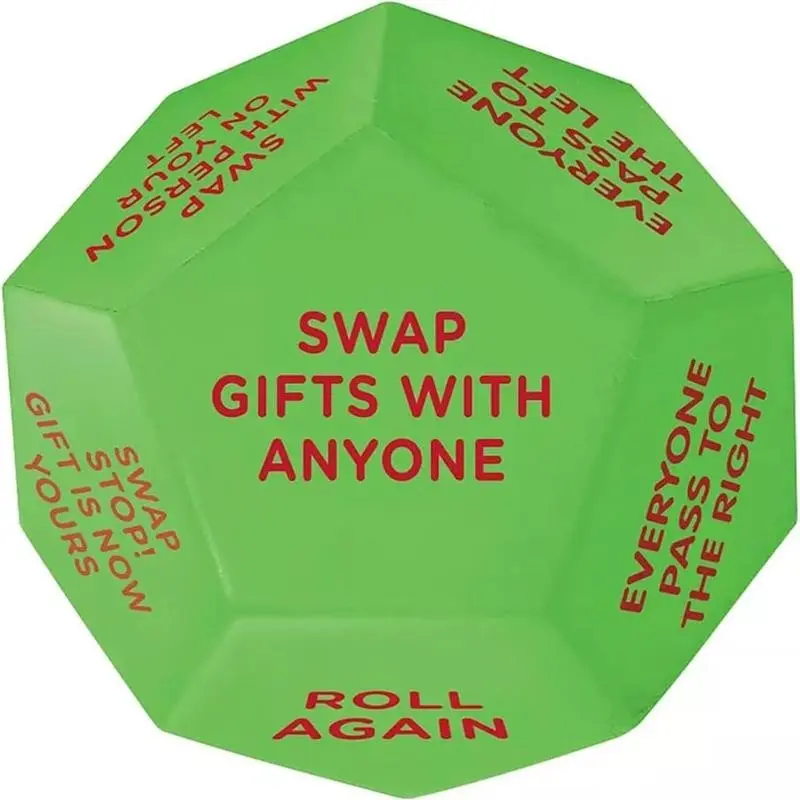Christmas Gift Standard Game Dice, 12-Sided Unique Exchange Dice Game, Durable Party Gift Exchange Dice, Round Fluorescent Polyhedral Dice