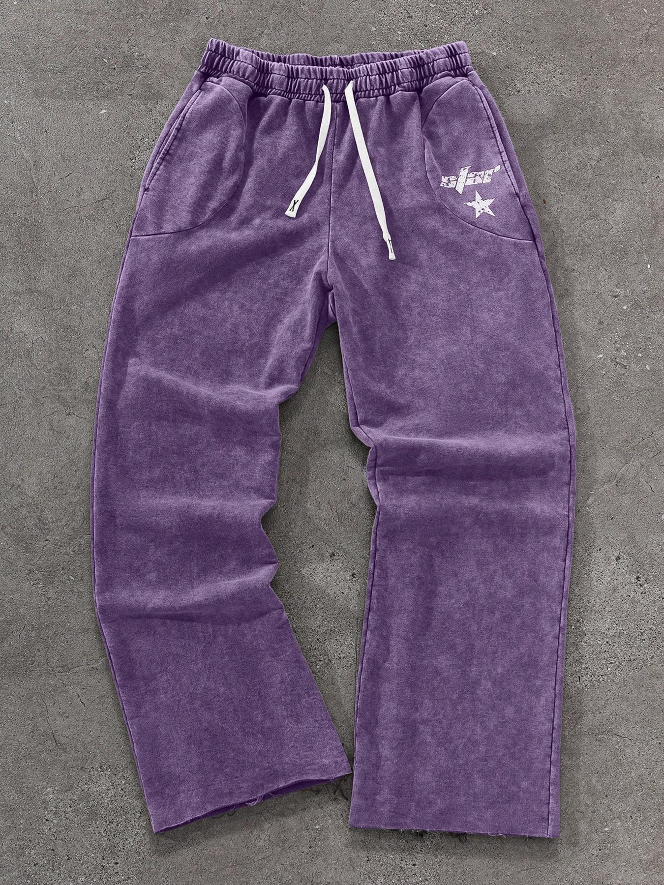 Men's Streetwear Cotton Joggers, Loose Fit Elastic Waist Knit Pants, Casual All-Season Woven Fabric, Daily Wear Fashion