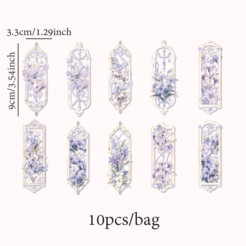 10pcs/pack Vintage Floral Pattern Bookmark, Creative Decorative Bookmark, Diy Decorative Material for Scrapbooking & Journal Making, Book Accessories