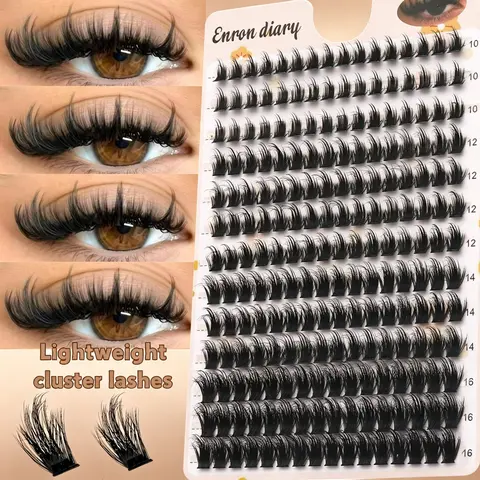 D-Curl 100D Spike Evil 208PCS, Soft Thick Fluffy Manga Dramatic Volume Lashes, Voluminous False Eyelashes, Long Lasting Waterproof DIY Extensions for Outdoor Vacation Summer Looks