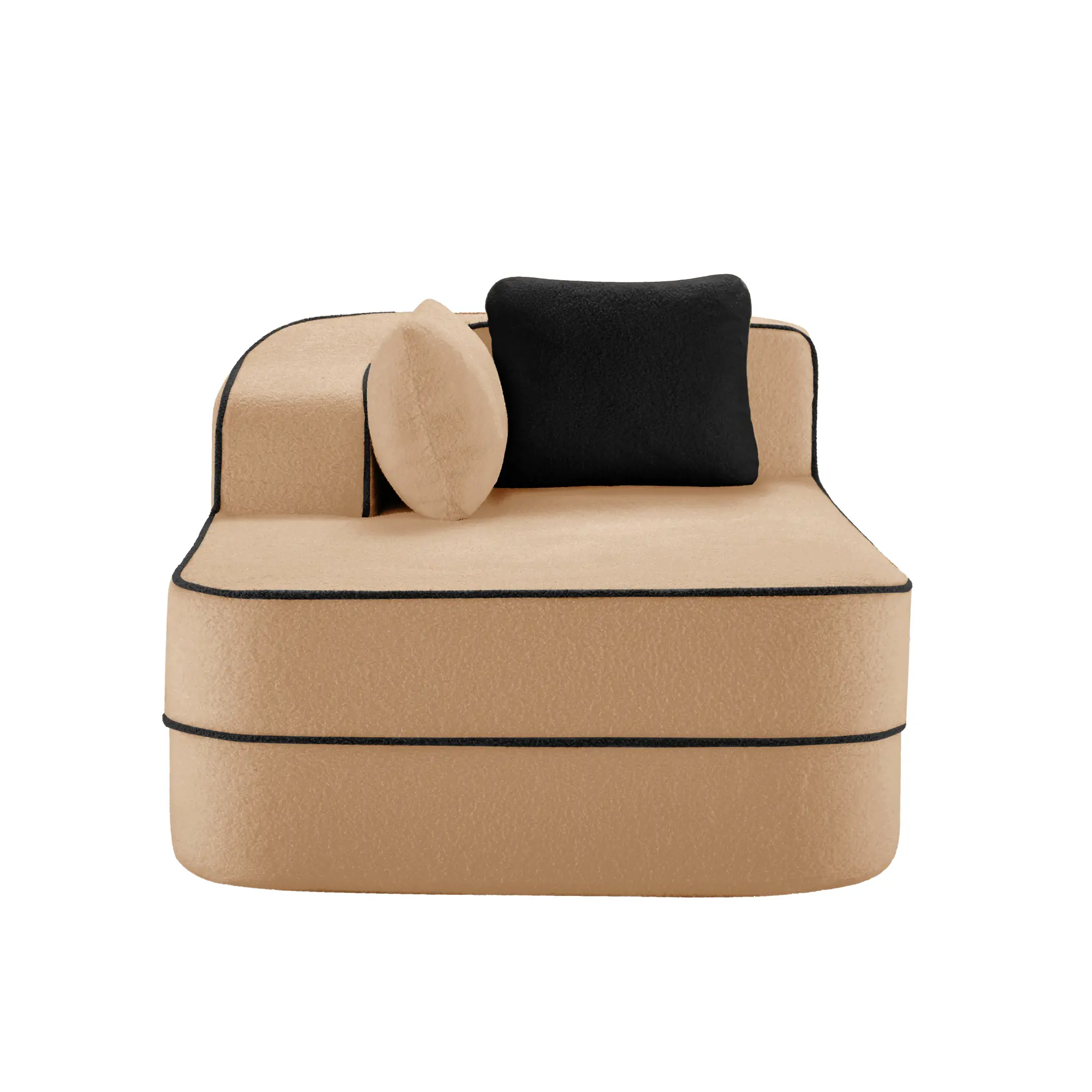 ARCH Left Chaise Sofa with Pillows Teddy Fabric Camel Color L-Shaped Couch for Living Room, Cozy Sectional Sofa with Soft Plush Upholstery, Modern Furniture with Chaise Lounge, 1-Piece, Living Room Furniture for Apartment, Lounge, Family Room