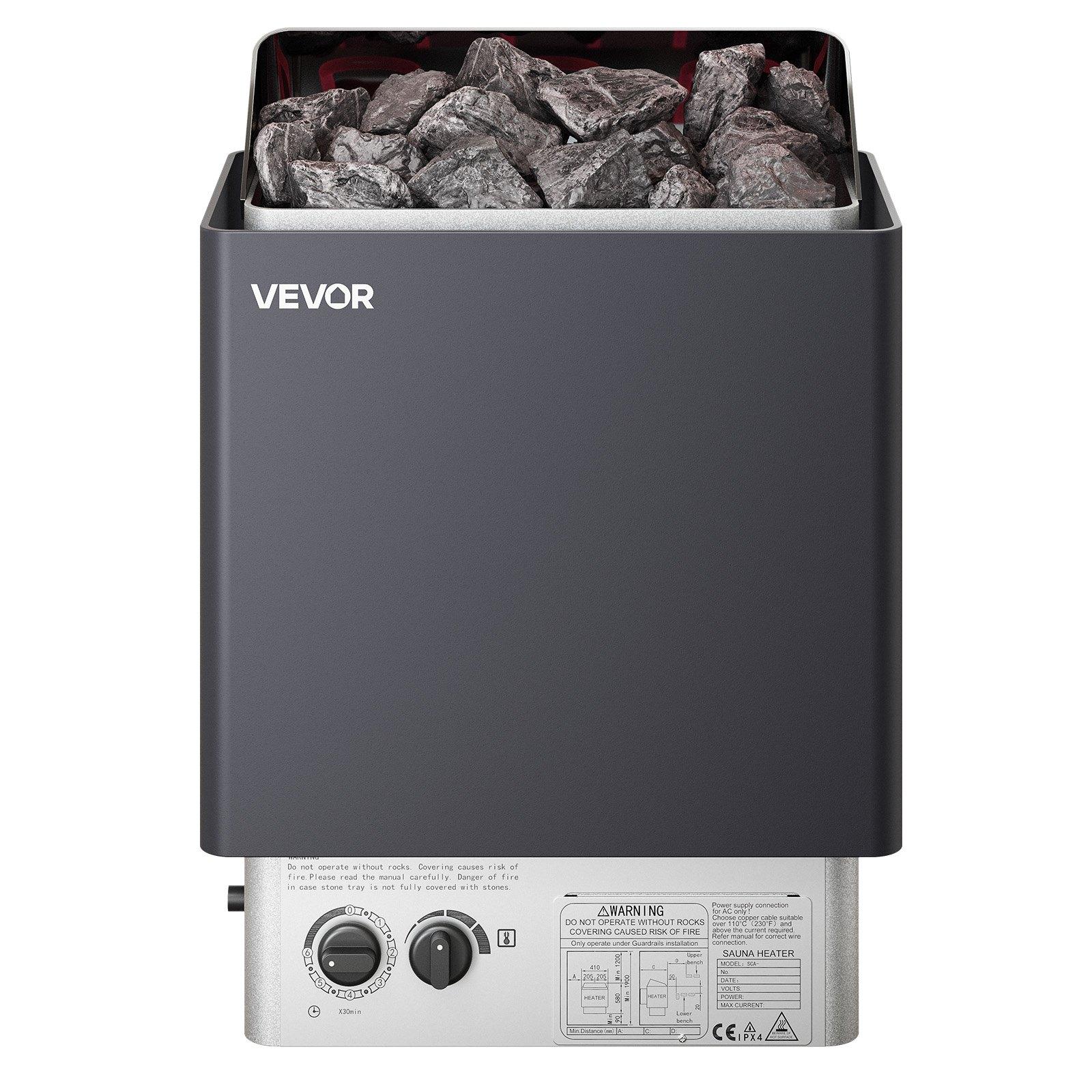 VEVOR 9KW Sauna Heater, Steam Bath Sauna Heater with Built-In Controls, Electric Sauna Stove, 3h Timer and Adjustable Temp for Max.317-459 Cubic Feet, Home Hotel Spa Shower Use 220V