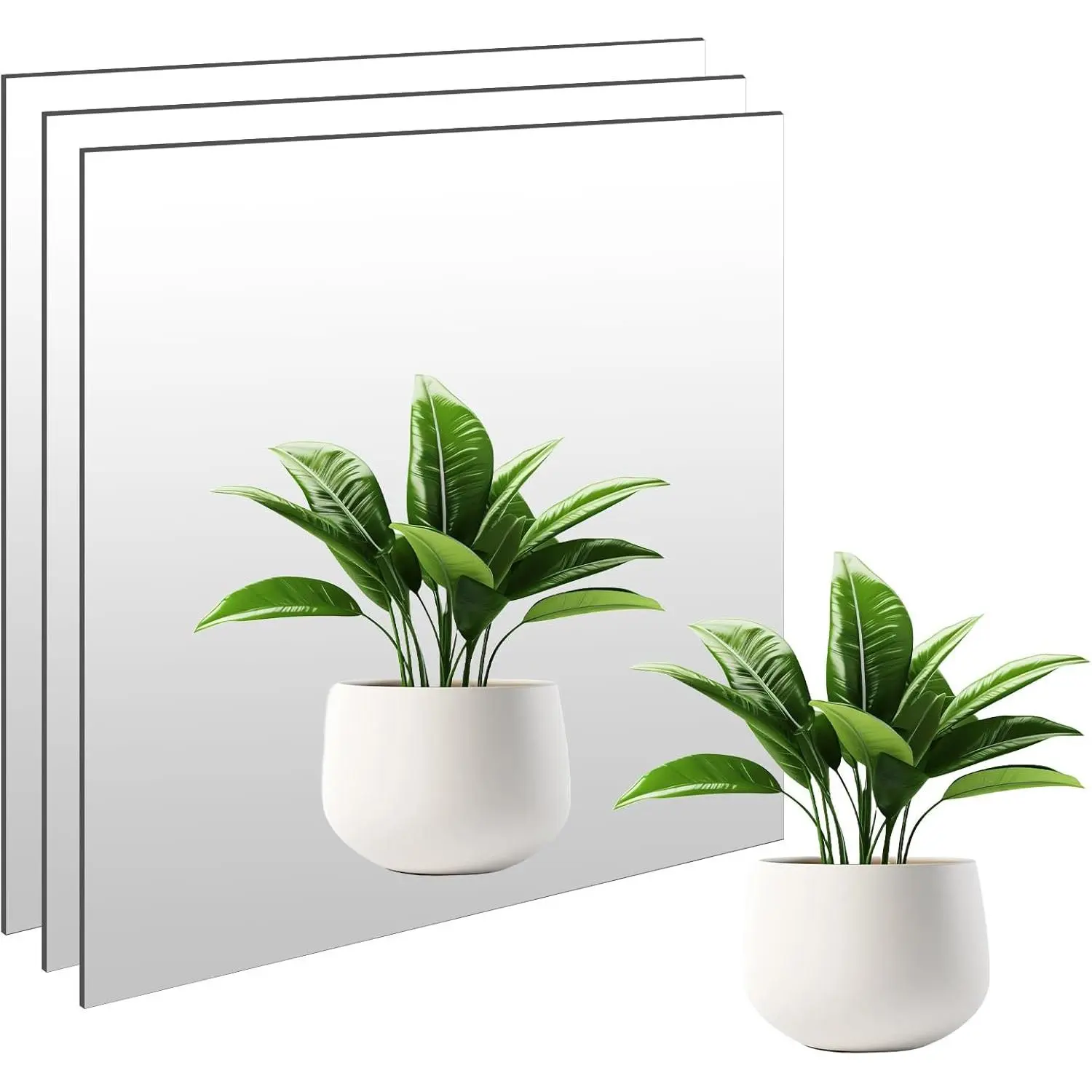 Full Length Glass Mirror Tiles 20"×20" - 3PCS, Modern Frameless Wall Mirrors for Bedroom, Living Room, Home Gym – Real Glass, HD Reflection, Easy Peel & Stick