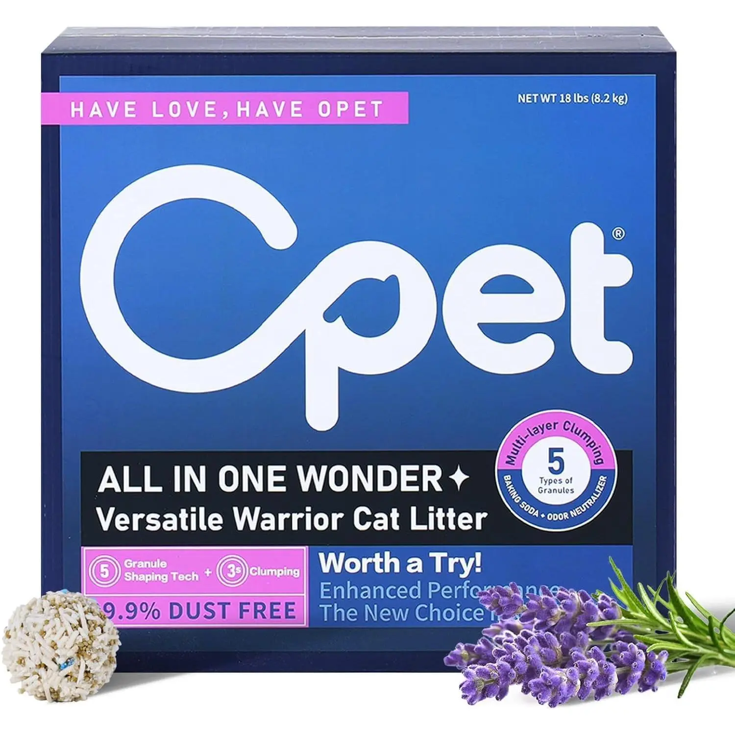 Lavender Scented  Litter - Odor Control &  Clumping Formula - 99% Dust Free  Clumping Litter for Multi- Homes - Low  & Long Lasting Freshness (18lb)