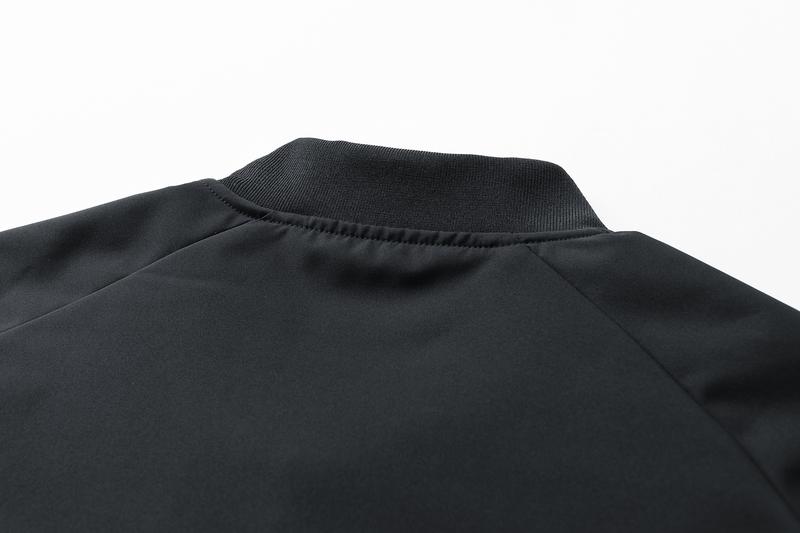 Men's Black Bomber Jacket Trendy Baseball Jersey Design Fashionable Comfortable Outerwear Perfect for Casual Street Style Everyday Wear Windproof Warm Gift Lightweight Top Sports Solid Color