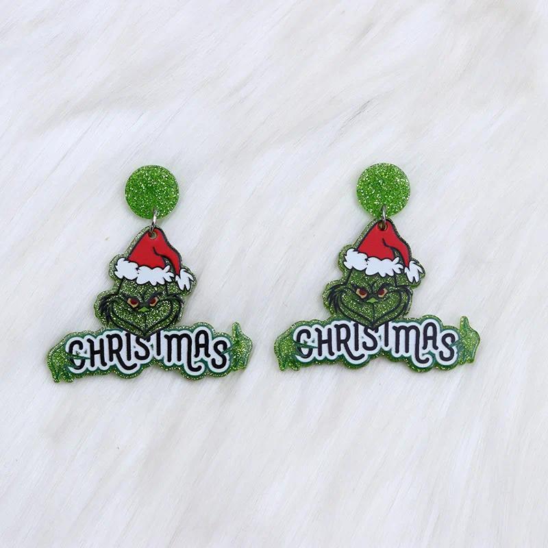 2026 Christmas Earrings Classic Cartoon Series Metal Acrylic Drop Earring for Woman Girl New Year Christmas Party Gift