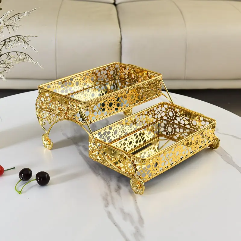Double Layer Makeup Vanity Organizer Box, Desktop Storage Tray, Dual Tier Display Stand, Compact & Practical Design for Home Decor