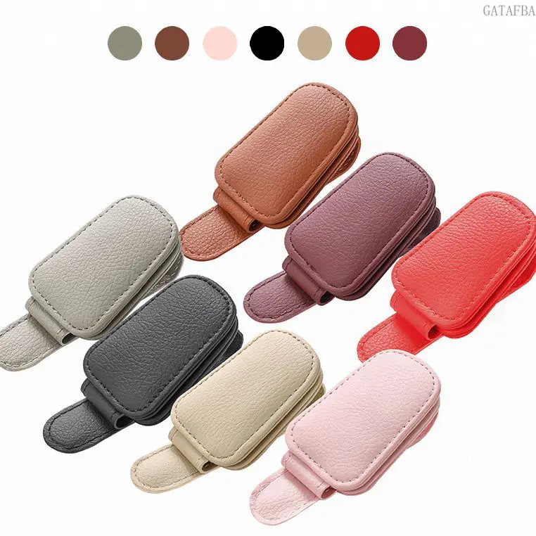 Multifunctional PU Car Sunglasses Holder, Auto Visor Clip for Glasses, Cards & Tickets, Car Interior Accessory