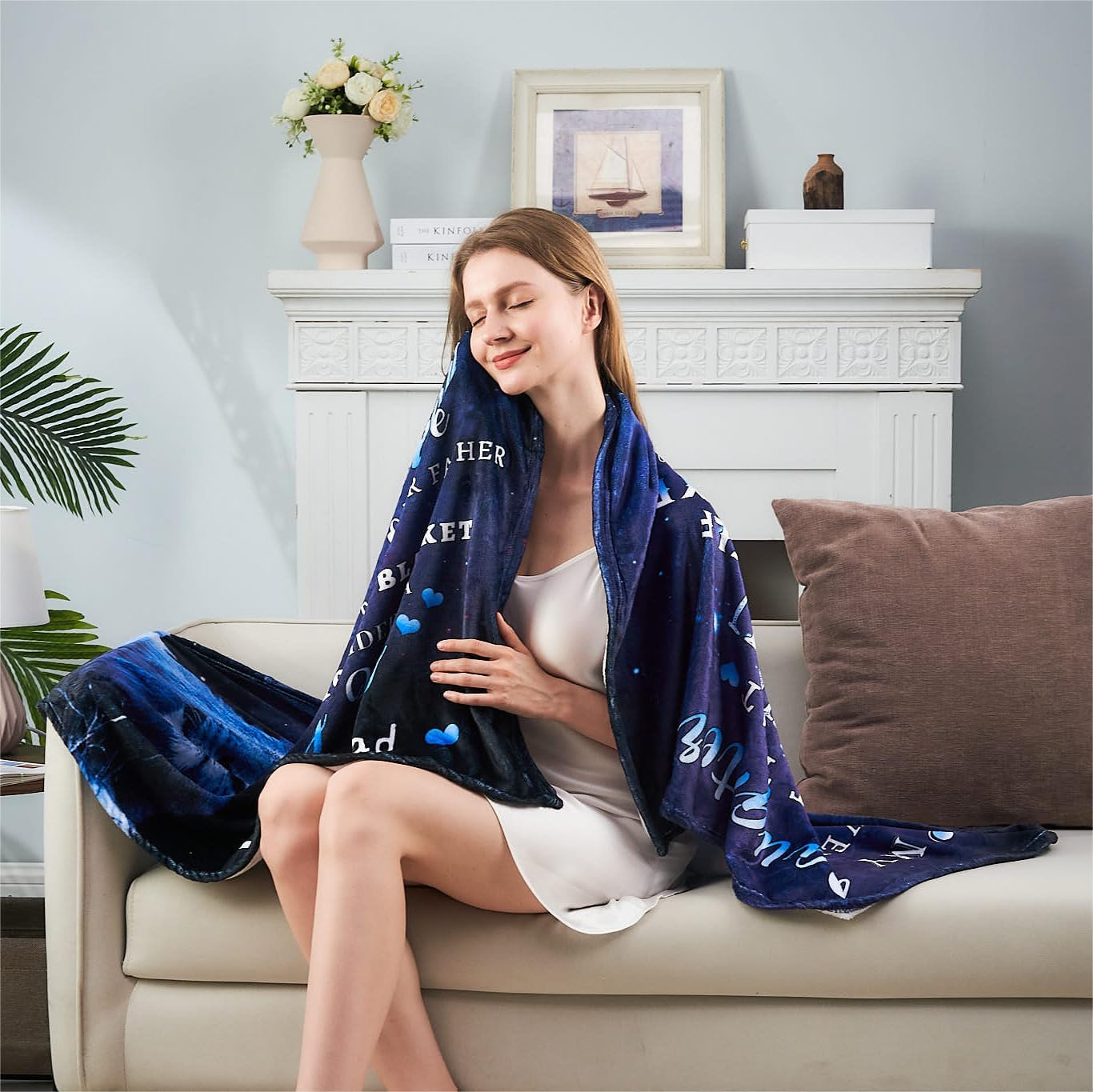 tgruihm Gift for Daughter from Dad: Blue Lion Blanket 50 x 60 inches (approx. 127.0 x 152.4 cm), Christmas Birthday Gift for Dad's Daughter, Mother's Day Gift for Adult Daughter, Graduation Flannel Blanket