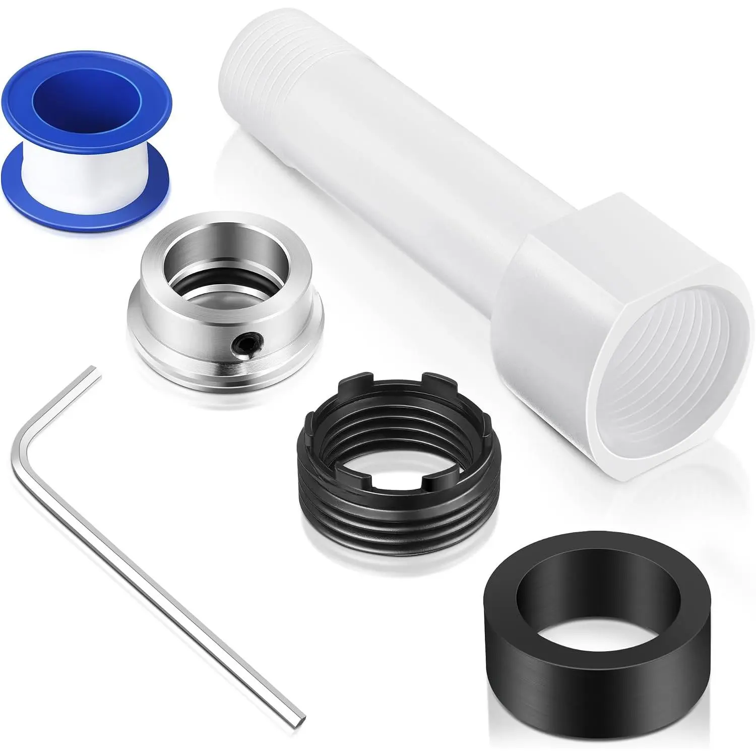 Leakproof 4-in-1 Tub Spout Adapter Complete Kit, Slip-On & Threaded Bathtub Faucet Adapter for Home Repair, Compatible with 1/2" Copper Pipe, 1/2" & 3/4" Pipe Thread