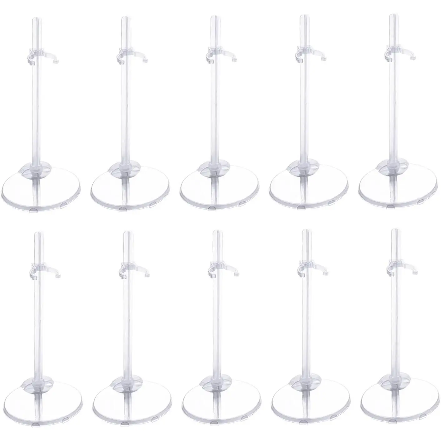 10 Pack Adjustable Clear Plastic Display Stands for 11-13 Inch Dolls & Action Figures, Transparent Support HoldersGift