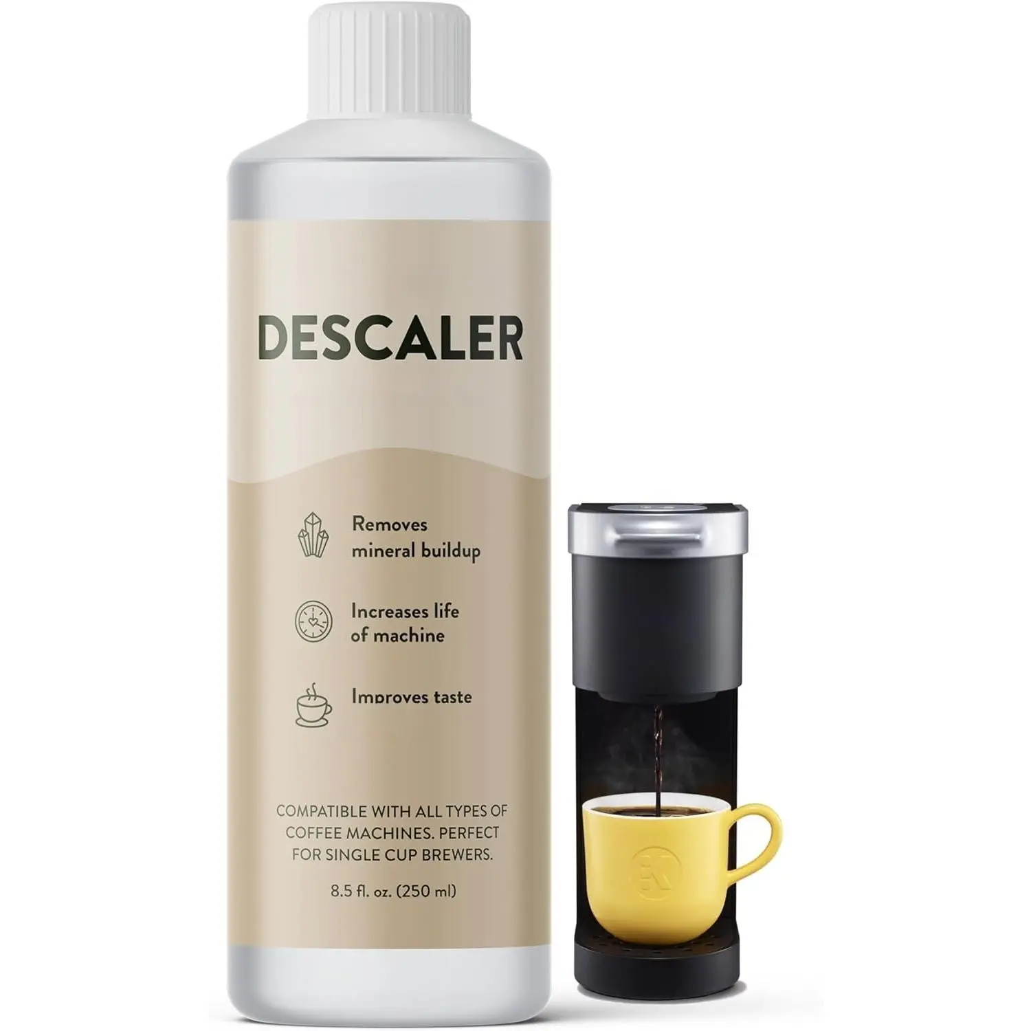 Descaling Solution for , , , DeLonghi &  (2 Uses) – Professional  Descaler & Cleaner – Removes Limescale to Restore Flow & Temp – Odorless & -Free