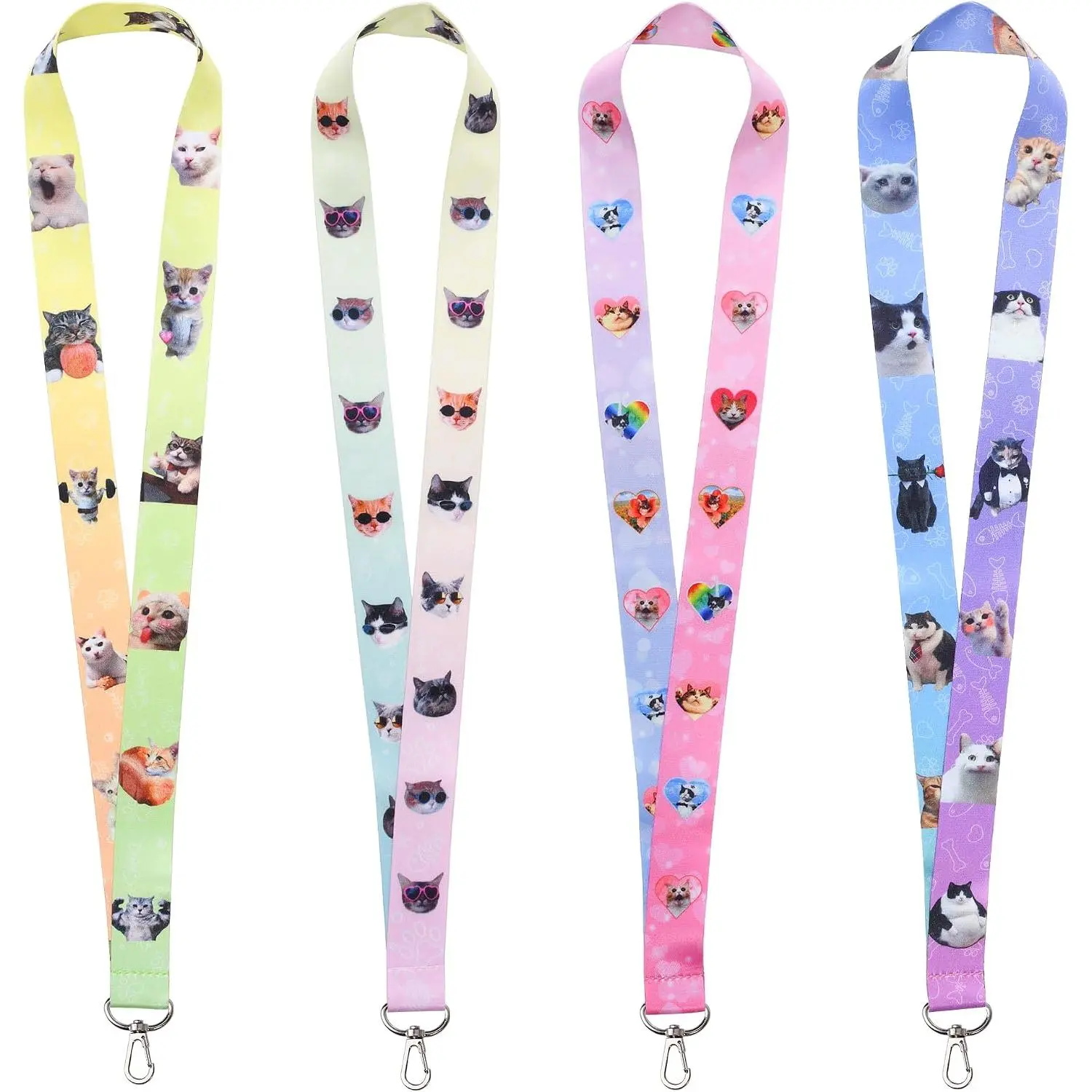 Cute  Meme Funny Kawaii Lanyard(4 Pack) for Key String Wallet | ID Card Badge Holder  Gifts Merch Party Supplies Stuff Accessories Decor for  Teens Student Man Woman
