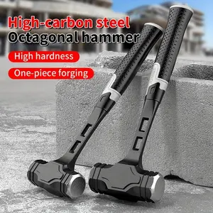 2/3/4 Pound Octagonal Hammer, Professional Masonry Construction Site Heavy-Duty One-Piece Hand Hammer, Solid One-Piece Design, Wall-Breaking Anti-Slip Multi-Function Handle Hammer, Steel, Anti-Slip Grip