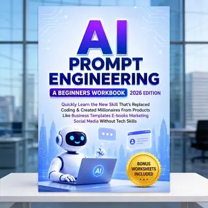 Ai Prompt Engineering Beginner's Workbook, Learn New Skill Without Tech Skills, Business Templates, Marketing, Social Media