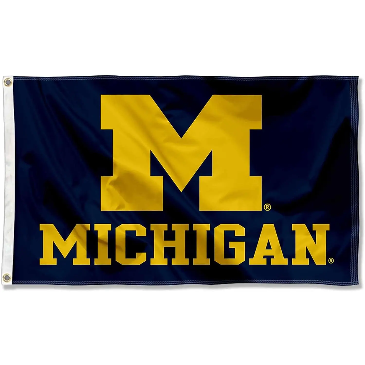 College Flags & Banners Co. Michigan Wolverines University Team Wordmark Large Grommet Banner Flag, Lightweight Sports Collectible for Decoration
