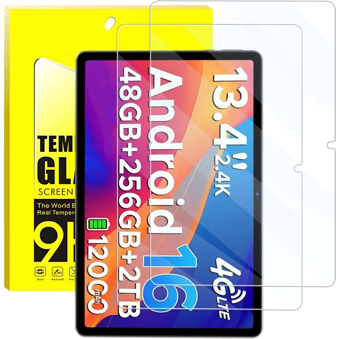 2 Pack Screen Protector for Easerush P13 Pro Tablet 13.5 Inch| 9H Anti-Glare Tempered Glass, Shockproof Scratch-Resistant.