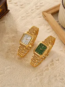 4-piece Women's Watch Set, Square Dial Fashion Watch, Quartz Analog Watch, Stylish Gift for Birthday, Mother's Day, Valentine's Day, Elegant Accessory for Women, Mom, Daughter & Girlfriend, Exquisite Watch Set