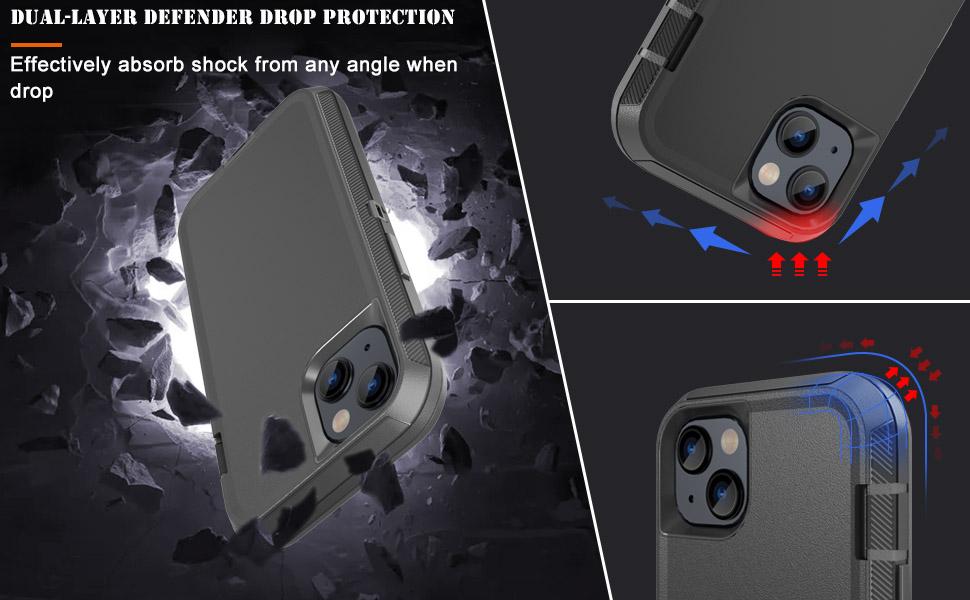 Rugged Phone Case for Apple iPhone 14, with Belt Clip Holster & Kickstand Heavy Duty Shockproof Protective Full Body Case Cover for iPhone 14 6.1 inch Phone(Black)