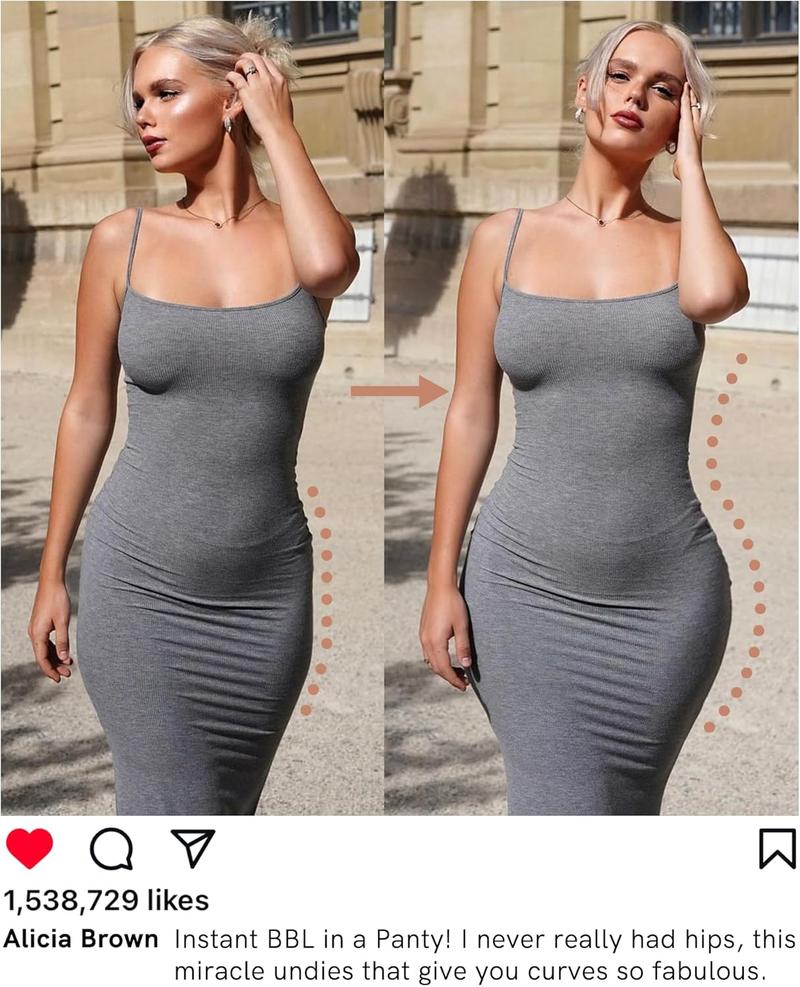 Women Plus Size Hip Padded Booty Lifter Shapewear Thicker Booty High Waist Butt Lifter Removable 4 Pads Control Panty for Bigger Butt