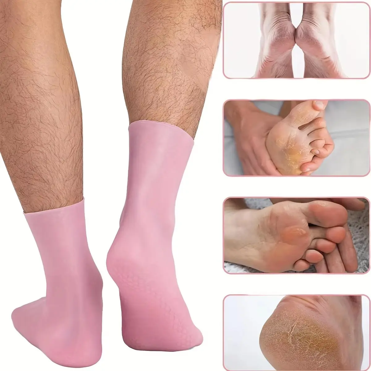 Moisturizing Silicone Socks, Reusable Unisex Foot Care Socks, Ideal for Dry Cracked Rough Feet, Excellent Elasticity, Colors