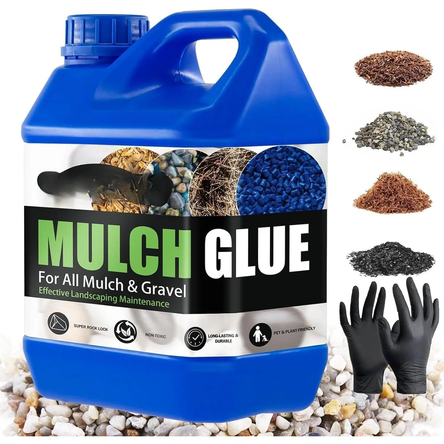 Mulch Glue for Landscaping, 64oz Concentrated Rock Glue, Weather-Resistant Gravel Binder & Stabilizer,  -Safe Adhesive for Pea Gravel, Stones & , Outdoor Garden Paths & Walkways