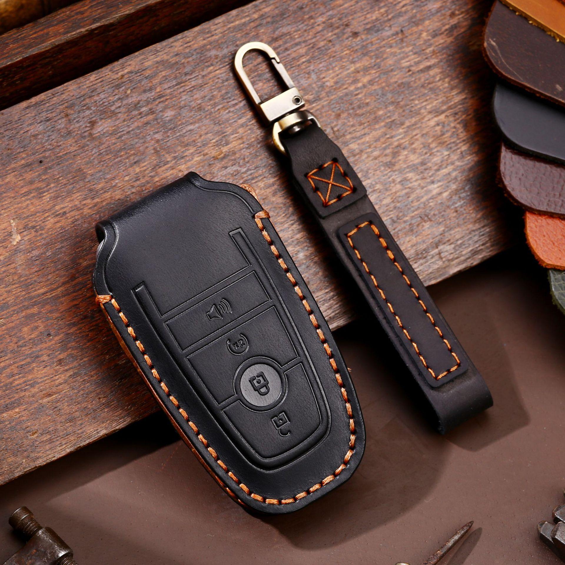 Genuine leather handmade key case suitable for Ford key case Ford F-150 Raptor pickup truck car key case