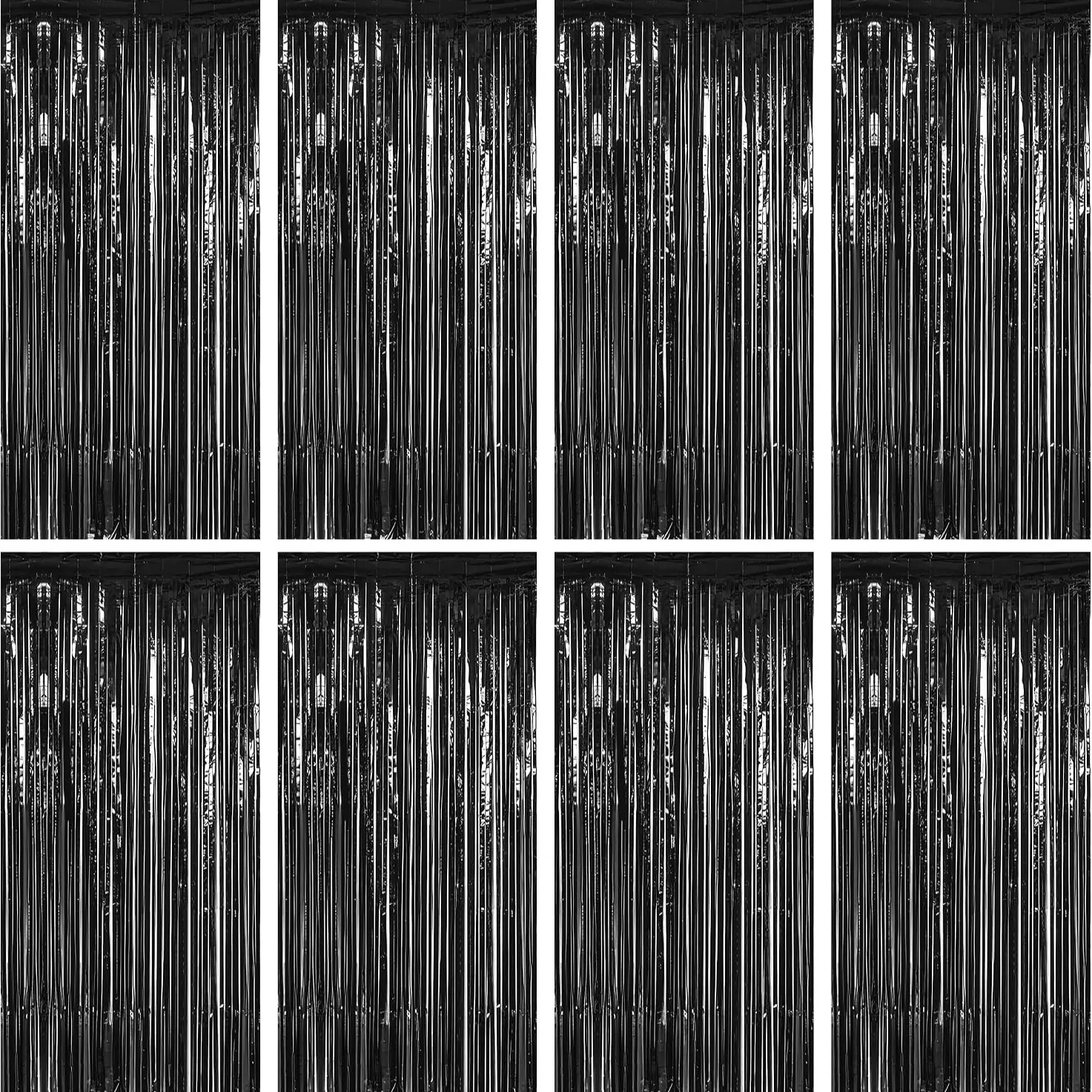 8 Pack Halloween Foil Curtain Streamer, Metallic Foil, 3.28 X 7.05 Ft, Tinsel Backdrop, Halloween New Year's Eve Party Decor, Party Decor Supplies