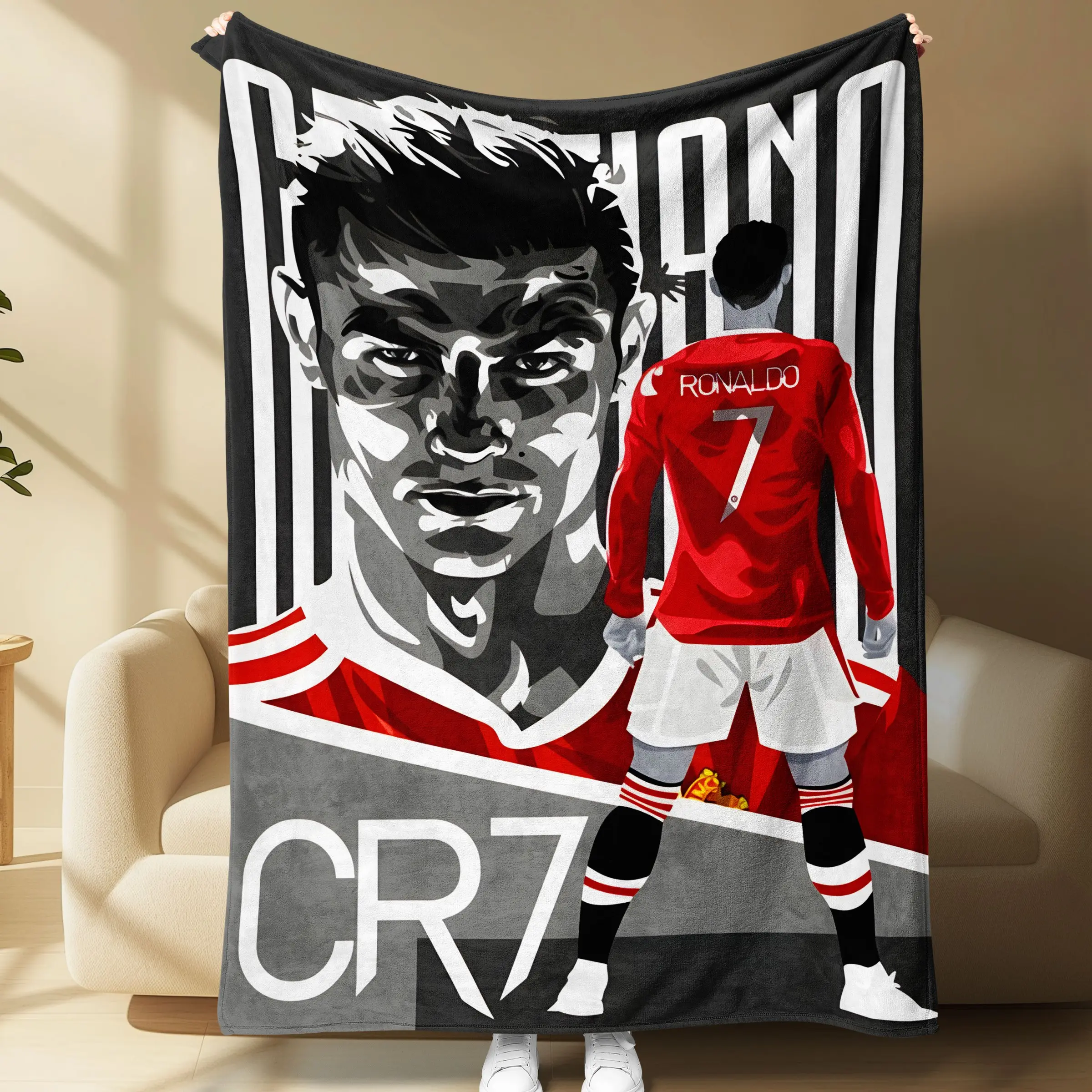 1pc Sports Hero Theme Fleece Blanket! Cozy throw for soccer match night, couch chill, or bedroom decor. Perfect Christmas, Father's Day, or birthday gift for sports fans!⚽️🔥 #sportsfans #cozyvibes #giftideas #fleeceblanket #homedecor