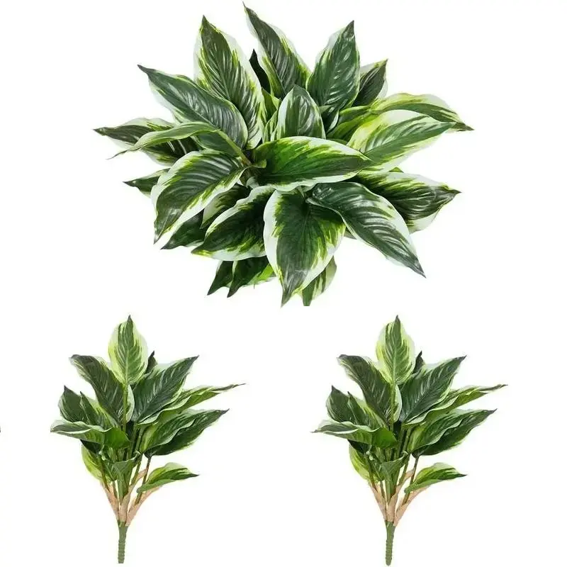 2pcs Artificial Tropical Plants, Artificial Faux Plants, 15.75 Inches UV-Resistant Outdoor Fake Plants, Decorative Palm Trees for Porch, Patio, Garden, Indoor Decoration