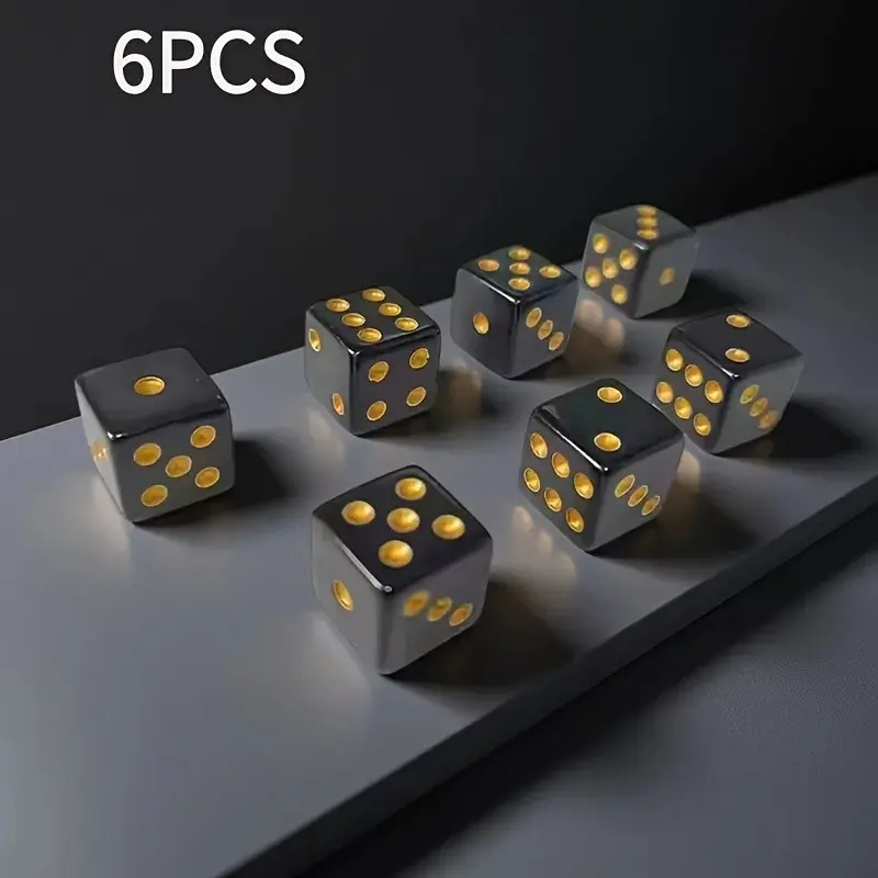 6 D6 Acrylic Dice, Numbered 1-6, Thick and Durable, Minimalist Luxury Design, Ideal for Board Games, Card Games, Party Gifts, Dice Set