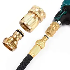 Garden Hose Quick Connector, 1 Set Solid Brass 3/4 Inch GHT Thread Fitting(NO Sprayer), No-Leak Water Hose Female & Male Adapter, Garden Hose Quick Connect Fittings, Garden Hose Connectors, Summer Gardening Tool Accessories fathersdaygift