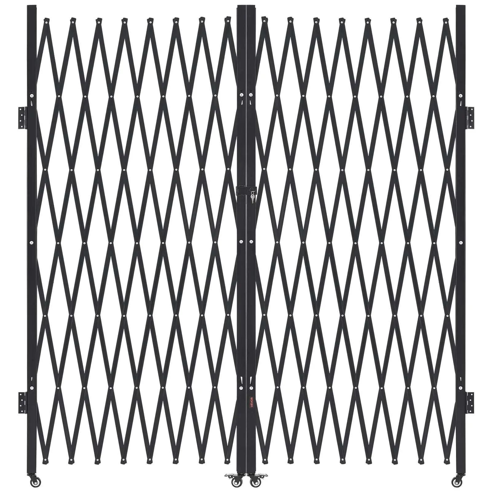 VEVOR Double Folding Security Gate, Lockable Scissor Gate with 360 Swivel Casters, Outdoor Barricade Steel Retractable Gates, for Entry Security, Garage, Warehouse Pool, 155.12x 86.81 in (Wx H)